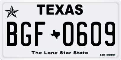 TX license plate BGF0609