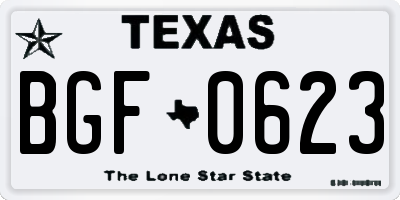TX license plate BGF0623