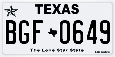 TX license plate BGF0649