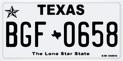 TX license plate BGF0658