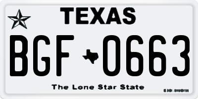 TX license plate BGF0663