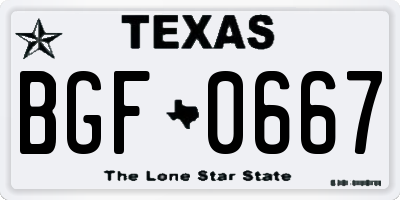 TX license plate BGF0667