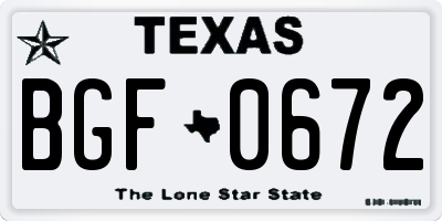 TX license plate BGF0672
