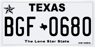 TX license plate BGF0680