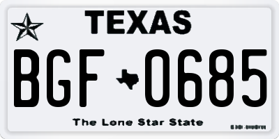 TX license plate BGF0685