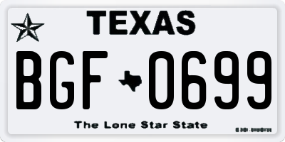 TX license plate BGF0699