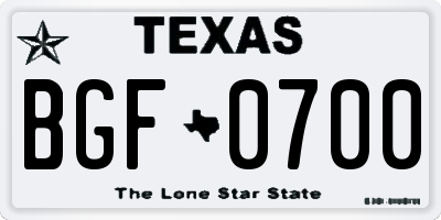 TX license plate BGF0700