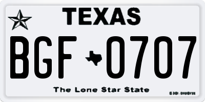 TX license plate BGF0707