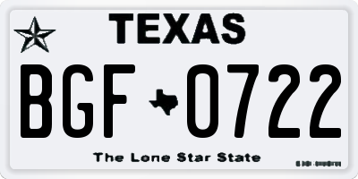 TX license plate BGF0722