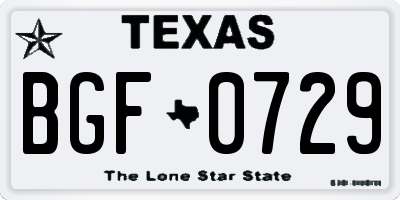 TX license plate BGF0729