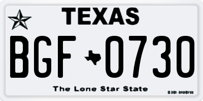 TX license plate BGF0730