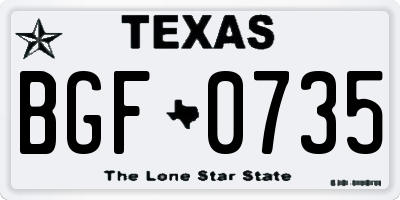TX license plate BGF0735