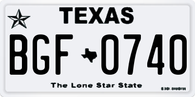 TX license plate BGF0740