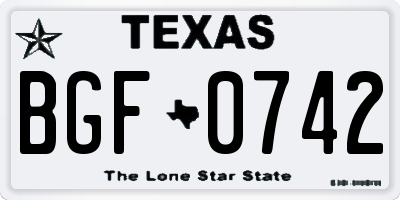 TX license plate BGF0742
