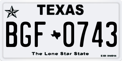 TX license plate BGF0743