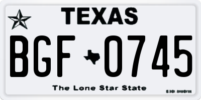 TX license plate BGF0745