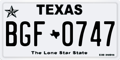 TX license plate BGF0747