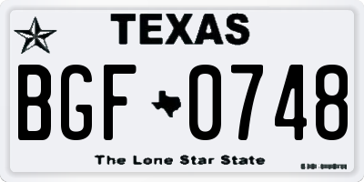 TX license plate BGF0748