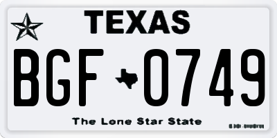 TX license plate BGF0749