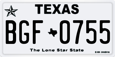 TX license plate BGF0755