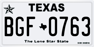 TX license plate BGF0763