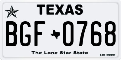 TX license plate BGF0768