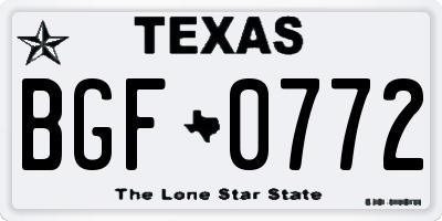 TX license plate BGF0772