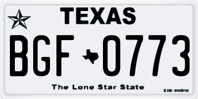 TX license plate BGF0773