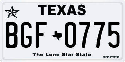 TX license plate BGF0775