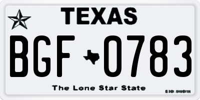 TX license plate BGF0783