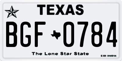 TX license plate BGF0784