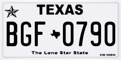 TX license plate BGF0790