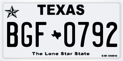 TX license plate BGF0792