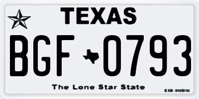 TX license plate BGF0793