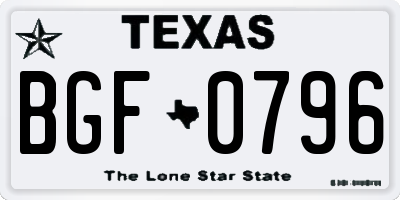 TX license plate BGF0796