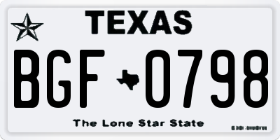 TX license plate BGF0798