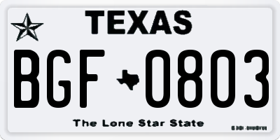 TX license plate BGF0803
