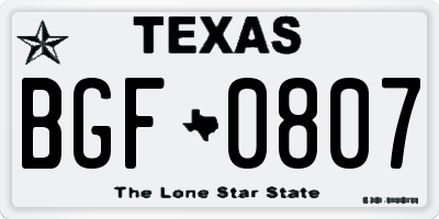 TX license plate BGF0807