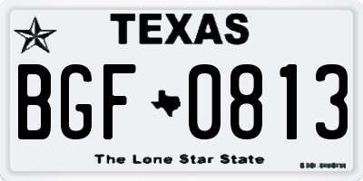 TX license plate BGF0813