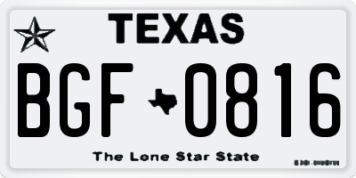 TX license plate BGF0816