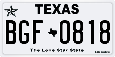 TX license plate BGF0818