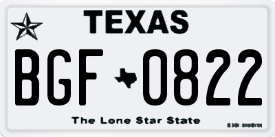 TX license plate BGF0822