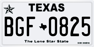 TX license plate BGF0825