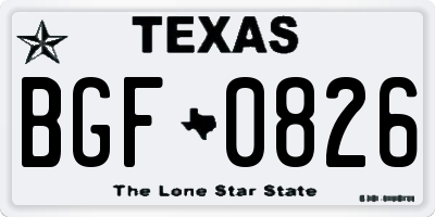 TX license plate BGF0826
