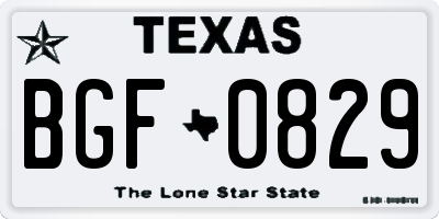 TX license plate BGF0829