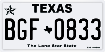 TX license plate BGF0833