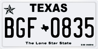 TX license plate BGF0835