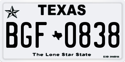 TX license plate BGF0838