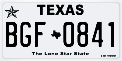 TX license plate BGF0841