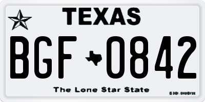 TX license plate BGF0842